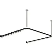 Hewi Vorhangstange des Systems 900, suizidhemmend, Edelstahl, pulverbeschichtet, Achsmaß 1200 x 1175 x 1200 mm, kürzbar, Durchmesser 25 mm, mit 34 Vorhangringen aus POM, in Farbe DC (Schwarz tiefmatt)