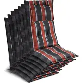 Beautissu 7x Premium Hochlehnerauflage 120x50x7cm, Grau-Oranage-Weiß-Kariert