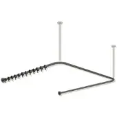 Hewi Vorhangstange des Systems 900, suizidhemmend, Edelstahl, pulverbeschichtet, Achsmaß 1000 x 975 x 1000 mm, kürzbar, Durchmesser 25 mm, mit 28 Vorhangringen aus POM, in Farbe DC (Schwarz tiefmatt)