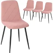 HOMCOM Esszimmerstühle 4er Set Küchenstuhl mit Rückenlehne, Samtoptik, Sessel