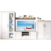 HBZ-Meble Wohnwand - Sibiu Lärche Nachbildung - Eiche Sanremo Nachbildung - 4-teilig - LED-Beleuchtung