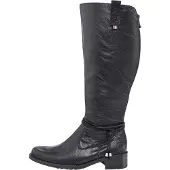 Rieker Damen Stiefel Langschaftstiefel hübsche dezente Optik Zierband Z7361, Größe:39 EU, Farbe:Schwarz
