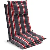 Beautissu 2x Premium Hochlehnerauflage 120x50x7cm, Grau-Rot-Kariert