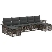 vidaXL Gartensofa-set 7 stk. Grau Poly-Rattan