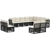 vidaXL Gartensofa-set 12 pcs Schwarz Poly-Rattan