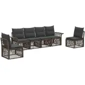 vidaXL Gartensofa-set 6 pcs Grau Poly-Rattan