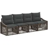vidaXL Gartensofa-set 4 stk. Grau Poly-Rattan