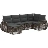 vidaXL Gartensofa-set 6 pcs Grau und Dunkelgrau Poly-Rattan