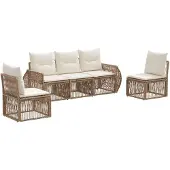 vidaXL Gartensofa-set 5 pcs Beige und Cremeweiß Poly-Rattan