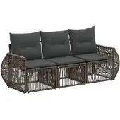 vidaXL Gartensofa-set 3 pcs Grau und Dunkelgrau Poly-Rattan