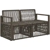 vidaXL Garten-Sofa 2-Sitzanzahl Grau Poly-Rattan