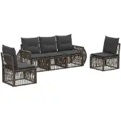 vidaXL Gartensofa-set 5 pcs Grau und Dunkelgrau Poly-Rattan
