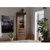 MASSIVMOEBEL24.DE Vitrine Wild-/Zerreiche 62x42x190 Tabacco brown geölt MONTREUX #321