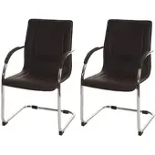Proregal 2er-Set Konferenzstuhl Sammy | HxBxT 93x56x56cm | Sitzhöhe 47cm | Besucherstuhl Freischwinger | Braun