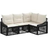 vidaXL Gartensofa-set 4 pcs Schwarz Poly-Rattan