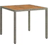 vidaXL Gartentisch Grau 90 x 90 x 75 cm Poly-Rattan