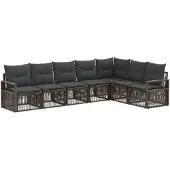 vidaXL Gartensofa-set 7 pcs Grau Poly-Rattan