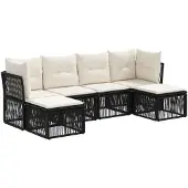 vidaXL Gartensofa-set 6 pcs Schwarz Poly-Rattan