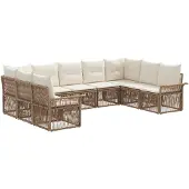 vidaXL Gartensofa-set 9 pcs Beige Poly-Rattan