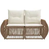 vidaXL Garten-Sofa 2-Sitzanzahl Beige Poly-Rattan