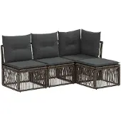 vidaXL Gartensofa-set 4 pcs Grau Poly-Rattan