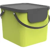 Rotho Mülltrennsystem 40L Albula - Mülleimer 40,0 x 35,8 x 34,0 cm - Abfalleimer Kunststoff mit Griffen - Müllbehälter mit Deckel und Aufklebern