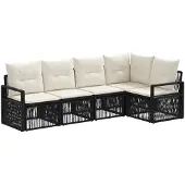 vidaXL Gartensofa-set 5 pcs Schwarz Poly-Rattan