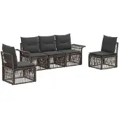 vidaXL Gartensofa-set 5 pcs Grau Poly-Rattan