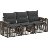 vidaXL Gartensofa-set 3 pcs Grau und Dunkelgrau Poly-Rattan