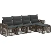 vidaXL Gartensofa-set 5 pcs Grau und Dunkelgrau Poly-Rattan