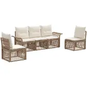 vidaXL Gartensofa-set 5 pcs Beige Poly-Rattan