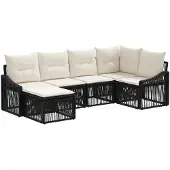 vidaXL Gartensofa-set 6 pcs Schwarz Poly-Rattan