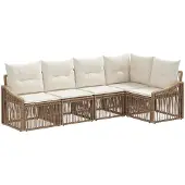vidaXL Gartensofa-set 5 pcs Beige Poly-Rattan