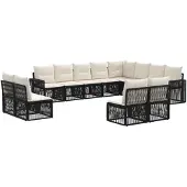 vidaXL Gartensofa-set 12 pcs Schwarz und Cremeweiß Poly-Rattan