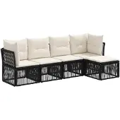 vidaXL Gartensofa-set 5 pcs Schwarz Poly-Rattan