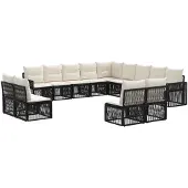 vidaXL Gartensofa-set 13 pcs Schwarz und Cremeweiß Poly-Rattan