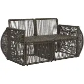 vidaXL Garten-Sofa 2-Sitzanzahl Grau Poly-Rattan