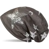 StyleBREAKER Beanie "Beanie in Veloursleder Optik mit Pailletten Stern" 1 Stk.