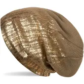 StyleBREAKER Strickmütze "Feinstrick Beanie mit Metallic Print" 1 Stk.
