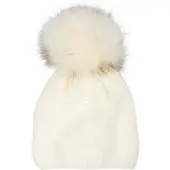 StyleBREAKER Bommelmütze "Einfarbige Strick Bommelmütze mit Thermo-Fleece" 1 Stk.