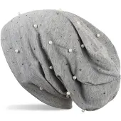 StyleBREAKER Beanie "Beanie mit Perlen und Strass Nieten" 1 Stk.