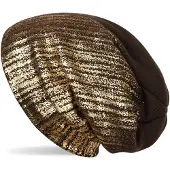 StyleBREAKER Strickmütze "Feinstrick Beanie mit Metallic Print" 1 Stk.