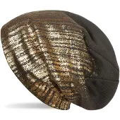 StyleBREAKER Strickmütze "Feinstrick Beanie mit Metallic Print" 1 Stk.
