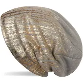 StyleBREAKER Strickmütze "Feinstrick Beanie mit Metallic Print" 1 Stk.