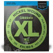D'Addario EXL165-5 Nickel umsponnen 5 Saiten Bass Custom Light 45-135 lange Mensur