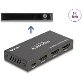 DeLOCK HDMI Switch 2 x HDMI in zu 1 x HDMI out 8K 60 Hz, HDMI, Metall, Schwarz, 144 Hz, 48 Gbit/s, 1200 MHz