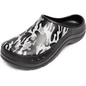 Ladeheid Gartenclogs für Herren Ultraleicht EVA Gartenschuhe LA-CA-ComoHappyMan (Schwarz/Weiß Tarnmuster, 42)