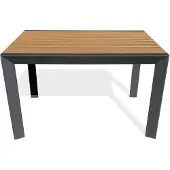 DCB Groupe Gartentisch aus Aluminium mit Tischplatte in Holzoptik – Anthrazitgrau