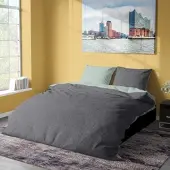TRAUMSCHLAF Melange Biber Bettwäsche Kissenbezug einzeln 40x80 cm | anthrazit-salbei - grau;grün