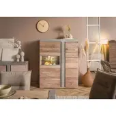MASSIVMOEBEL24.DE Highboard Akazie 110x45x142 beige lackiert Amsterdam #105